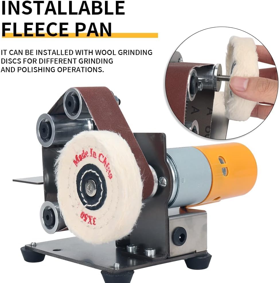 Mini Electric Belt-Sander Knife-Sharpener Sanding Machine - Small Bench Grinder Kit 7 Speed Adjustable Power Polisher DIY Polishing Grinding Tool For Knife Making, Wood Metal Working, Handcraft