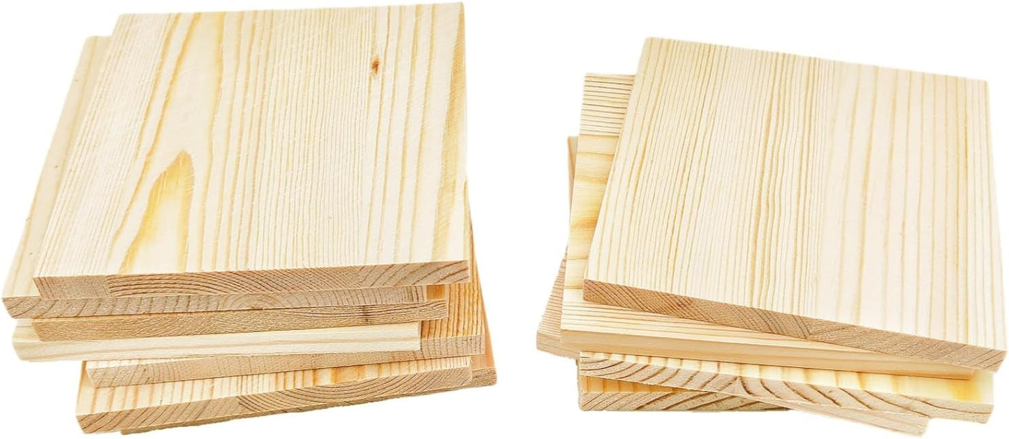 6PCS Unfinished Wood Square Blocks for Crafts, 6x6x1in Blank Wooden Squares Pine Wood Boards for Carving,DIY Wood Coasters,Painting & Burning