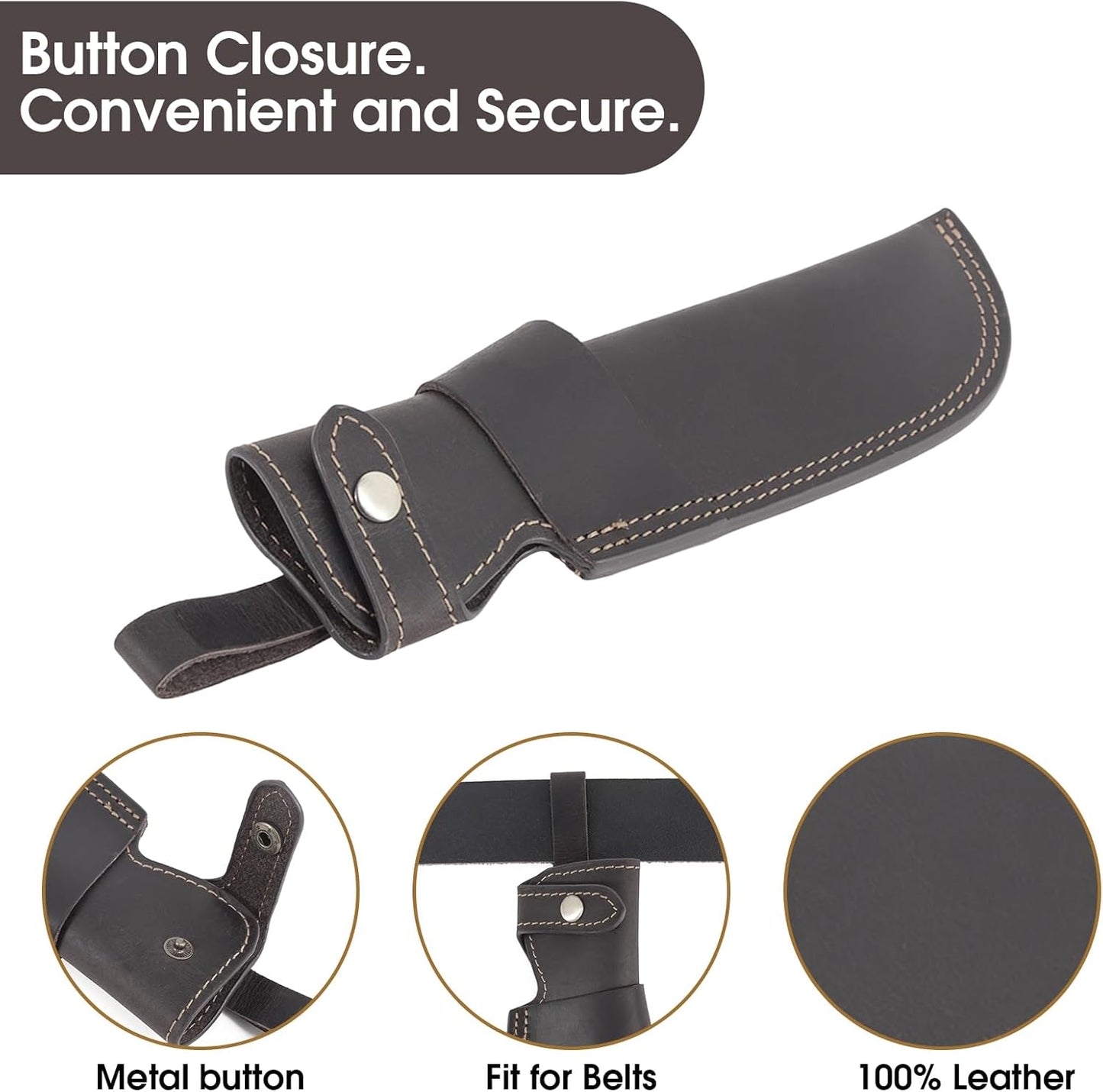 Knife Sheath,Leather Knife Sheath for Belt,Chef Knife Guard,Knife Holster for 5 inch Blade Knife,Knife Holder,Knife Cover Sleeve,EDC Belt Organizer,Sheath for Chef Meat Cleaver,Gifts for Men