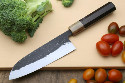 Yoshihiro Kurouchi Stainless Clad High Performance SLD Japanese Nakiri Vegetable Knife & Petty Utility Knife 2pc Set (Nakiri 6.5" / Petty 5.3" & Saya Cover)