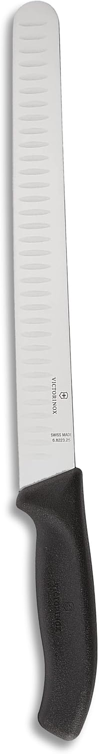 Victorinox 10.25 Inch Swiss Classic Slicing Knife with Granton Blade, Black (6.8223.25US1)