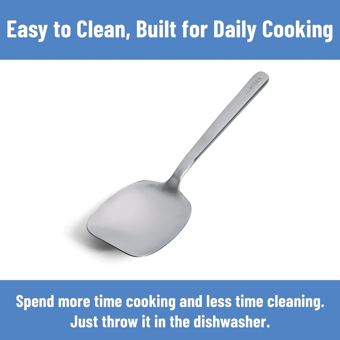 Misen Serrated Chef Spoon – Stainless Steel Multipurpose Cooking Spoon with Cutting Edge for Slicing Avocados Scooping Casseroles Breaking Ground Meat and Serving at the Table