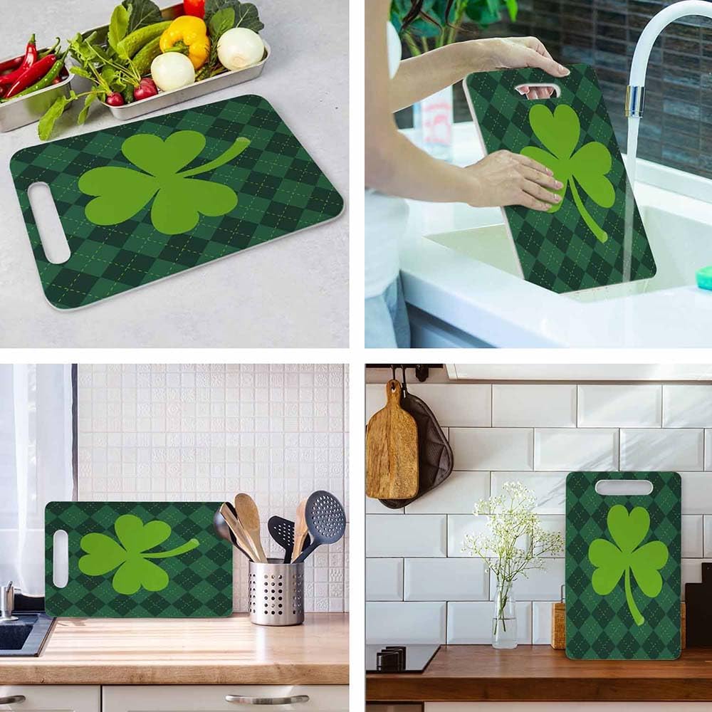 Coffee Set Cutting Board with Handles Coffee Maker Muffin Cup Flower Hot Drink Love Cutting Boards Plastic Safe Chopping Board for Kitchen 16" x 10" x 0.24"
