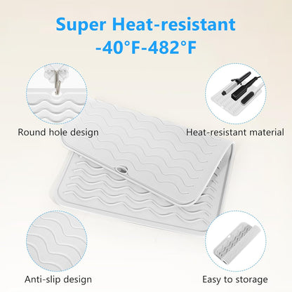 Heat Resistant Mat Oversize Curling Iron Mat Silicone Hot Hair Tools Mat for Hair Straightener,Flat Irons,Hair Styling Tools Countertop protection Portable Travel Mat 14.2" x 11"