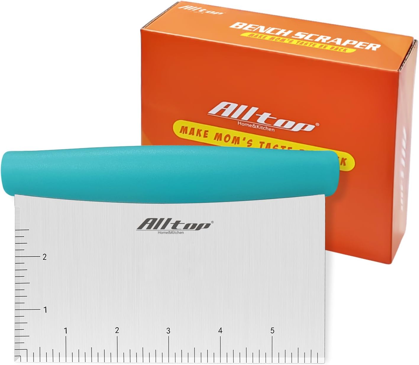 ALLTOP Bench Scraper & Chopper - Baking Essentials,Stainless Steel Blade Knife,Ideal Kitchen Tool for Home Baking and Meal Prep, Bread Making, Pasta,Pastry,Dough and Cake - Set of 2 Pack