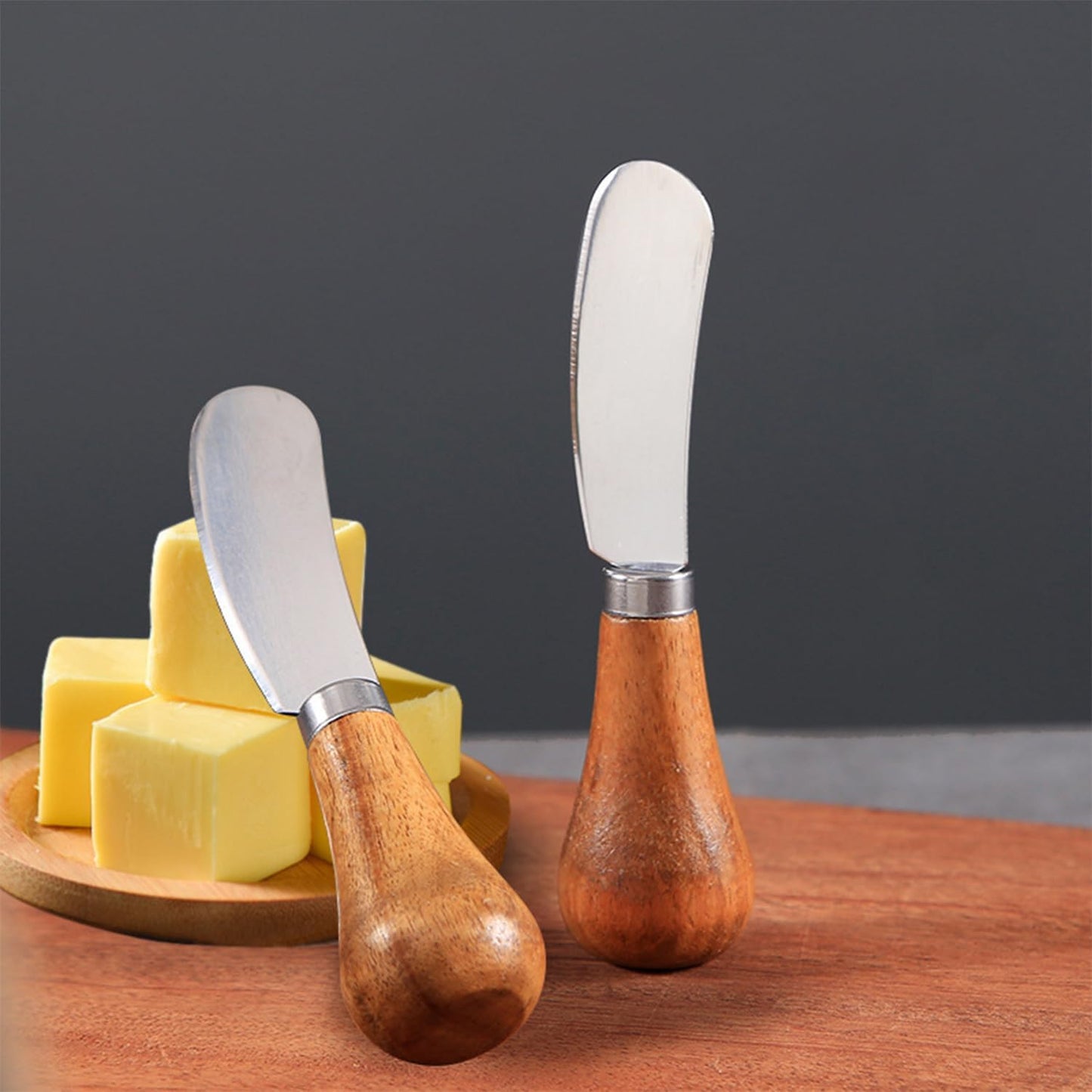 8Pcs Cheese Spreader Knives, Mini Butter Knife Spreader with Wooden Handle, Stainless Steel Cheese Knife Set for Charcuterie Board, Sandwich, Appetizers, Cocktail Spreading Knife (1)