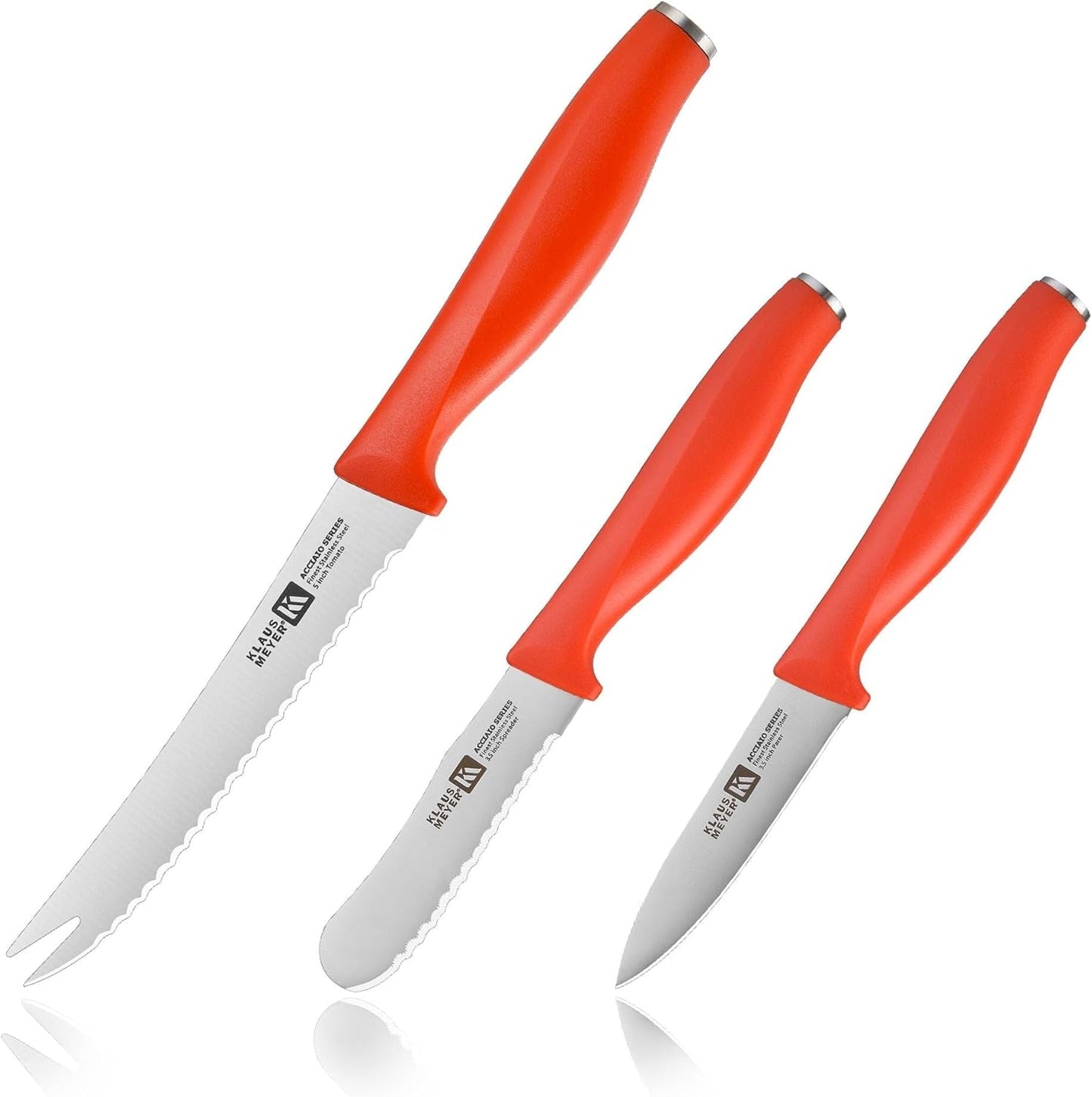 Klaus Meyer Acciaio High Carbon Stainless Steel 3 Piece Tomato Knife Set (Black)