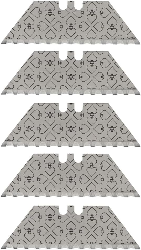 NDZ Performance Serrated Steel Blade Replacement for Utility Knife & Box Cutters, Custom Double Sided Laser Engraved Designs, Silver - Skull - 3 Pack