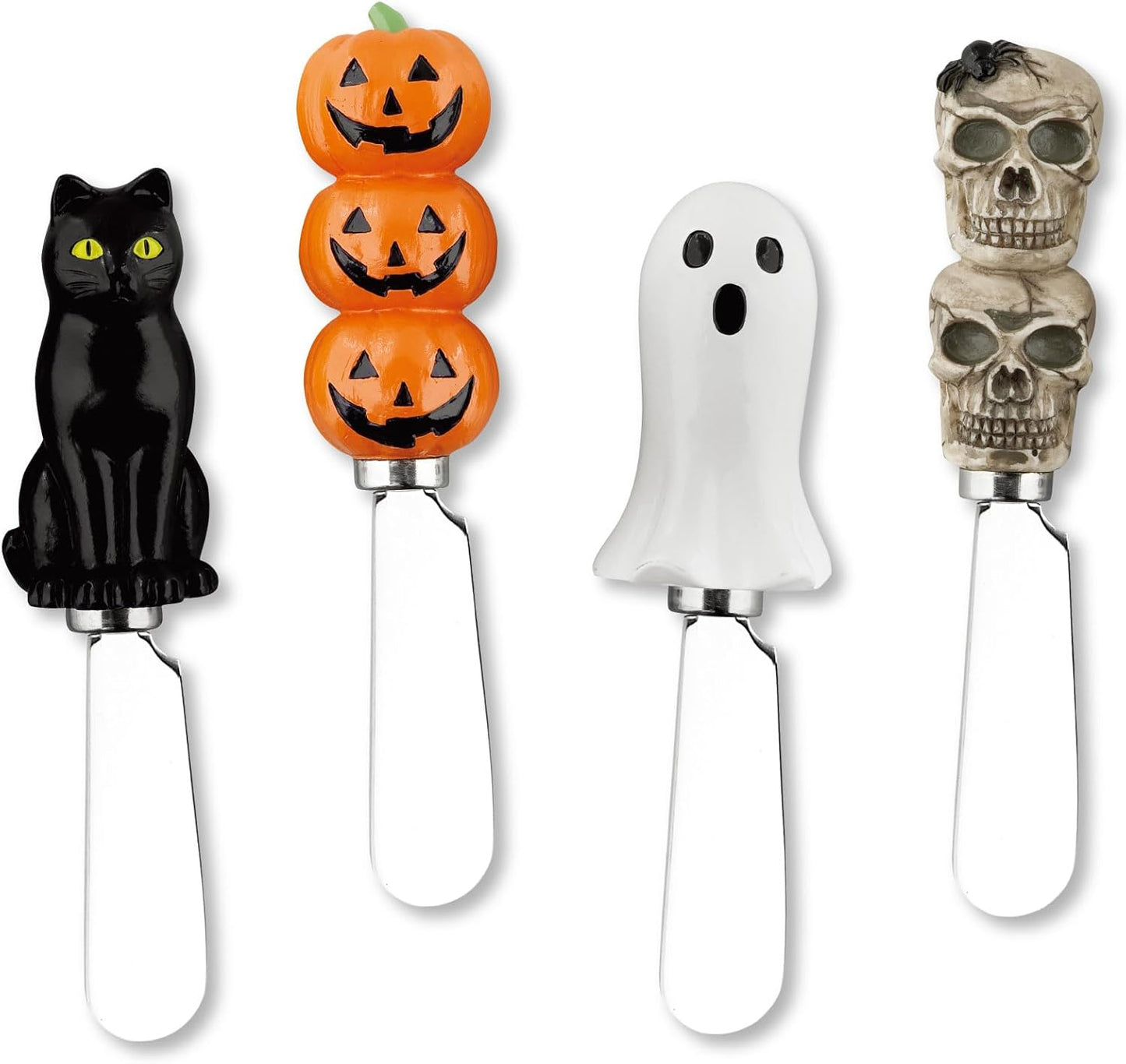 Supreme Housewares Harvest Cheese Spreaders, Hand-Painted Resin Handles with Stainless Steel Blades for Spreading Cream Cheese, Butter, and Jam, Assorted Thanksgiving Designs, Set of 4