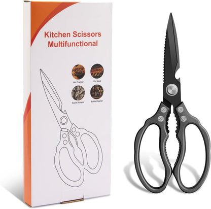 CGBE Kitchen Scissors All Purpose Heavy Duty, Ultra Sharp Stainless Steel Kitchen Shears Dishwasher Safe, Cooking Shears for Chicken, Poultry, Fish, Meat, Herbs & Grapes with Non-Slip Grips - Gold