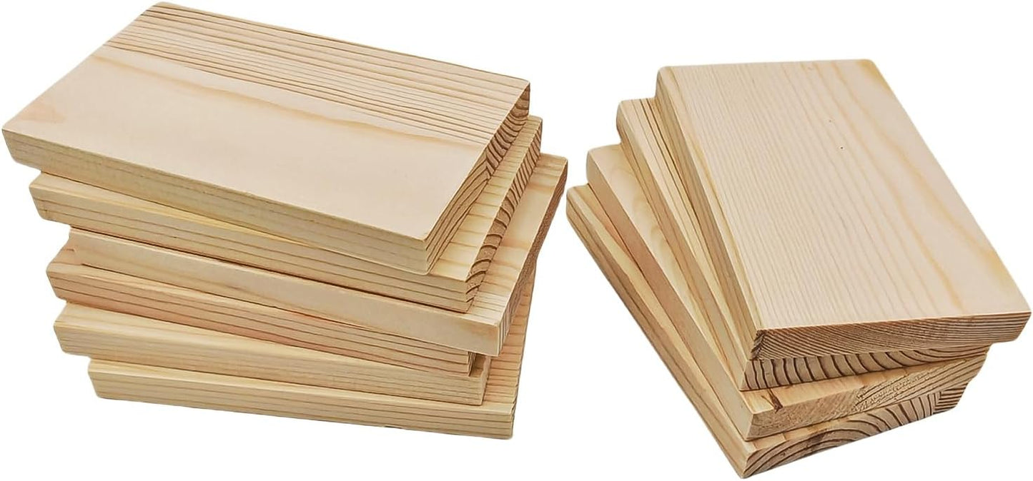 4PCS Rectangle Wood Boards Unfinished Wood Blocks for Crafting, 8x6x1in Blank Whittling Wooden Blocks for Wood Carving,Painting & Burning