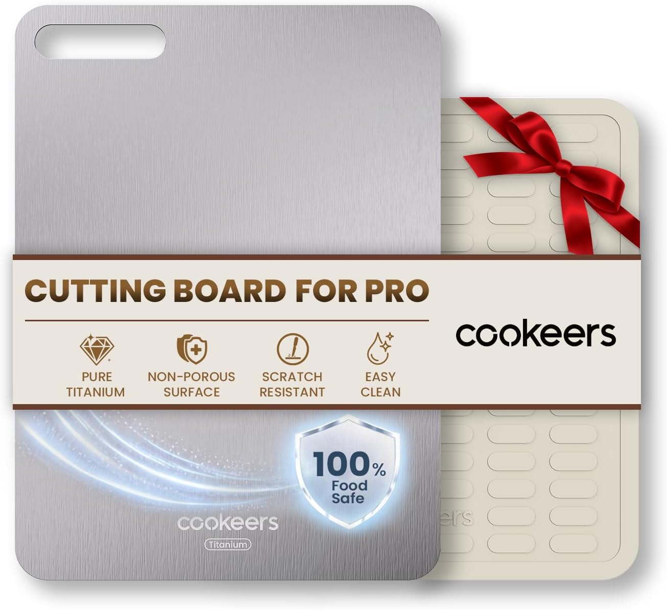 Titanium Cutting Board for Kitchen, 11.5"L x 8"W Small Metal Non Toxic Cutting Boards Dishwasher Safe, Chopping Board for Meat, Fruit, Vegetables, Outdoor, Camping (No Mat)