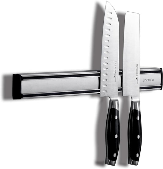 linoroso Magnetic Knife Holder, Heavy Duty Aluminum Magnetic Knife Holder for Wall Use as Knife Bar, Knife Holder, Magnetic Tool, Kitchen Utensil & Home Organizer, 17.3 Inch