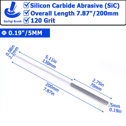 Garhgi 0.177" (4.5mm) Cylinder Hone Brush, 240 Grit Silicon Carbide Abrasive Nylon Spheres for Metal Stainless Steel Cast Iron Deburring Deglazing Surface Finishing Small Diameters