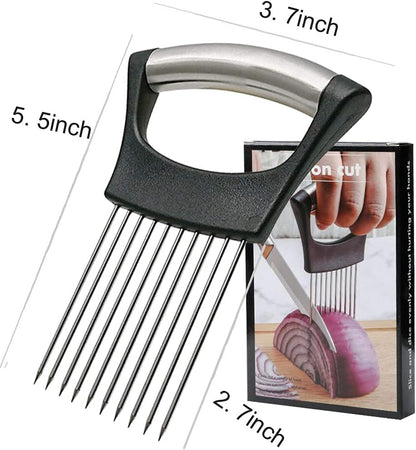 ESINAM Onion Slicer Holder, Premium Vegetable Slicer Cutter for Potato and Tomato, Sharp Stainless Steel Food Slicer Assistant Tool for Slicing Fruit Lemon and Meat