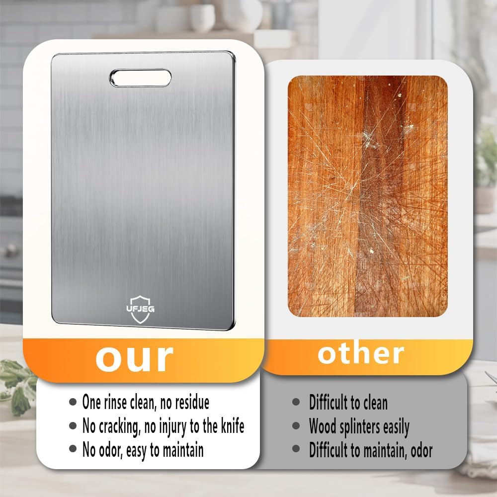 Titanium Cutting Board Set of 3, Titanium Cutting Boards for Kitchen, Non Toxic, Double-Sided Food Grade Chopping Board for Cutting Meat Vegetable Fruit, Outdoor Camping