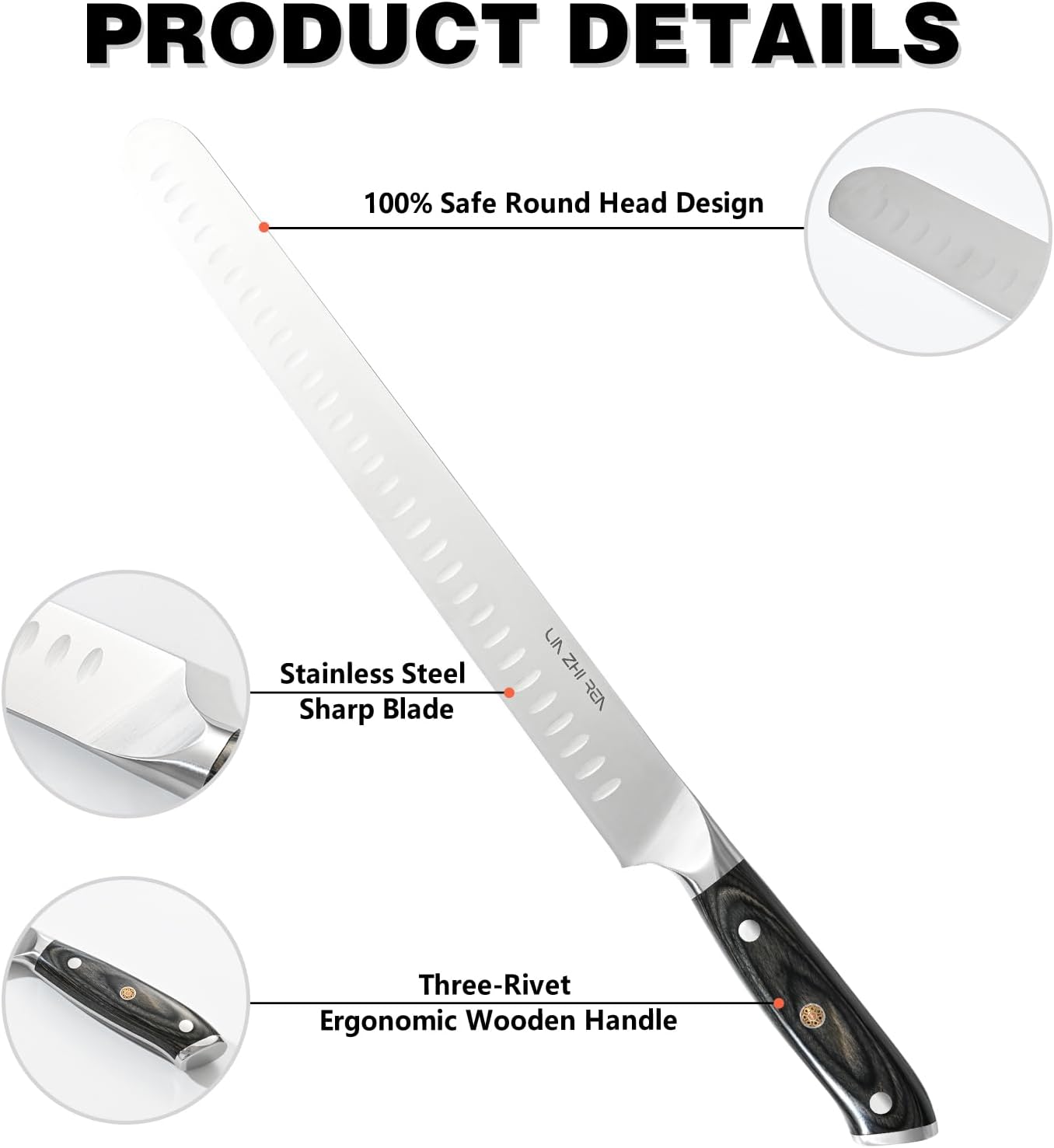 Carving Knife – 12" Premium Brisket Knife for Cutting Smoked Meat, BBQ & Roast Turkey – Razor Sharp German Steel