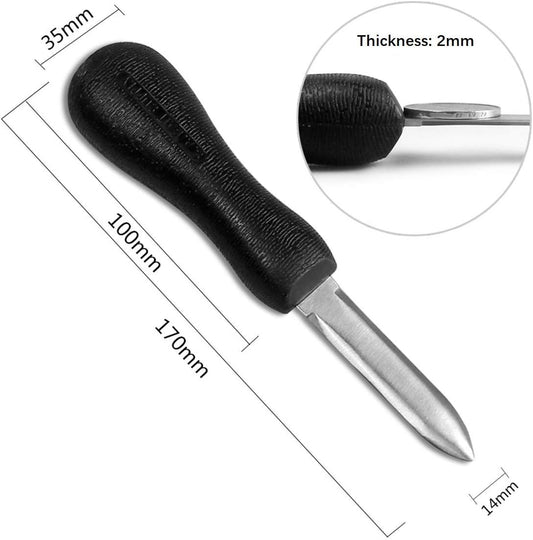 Oyster Shucking Knife, 2.75" New Haven Style Oyster Shucker Clam Knife with Non-Slip Poly Handle, Seafood Opener Seafood Tools (Black)