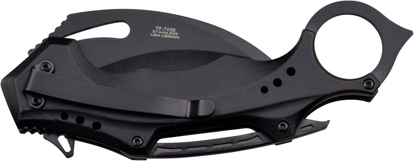 Tac-Force Folding Pocket Knife, 3.25-inch Serrated Blade, Orange Aluminum Handle, 7.75-inch Overall Length TF-705EM