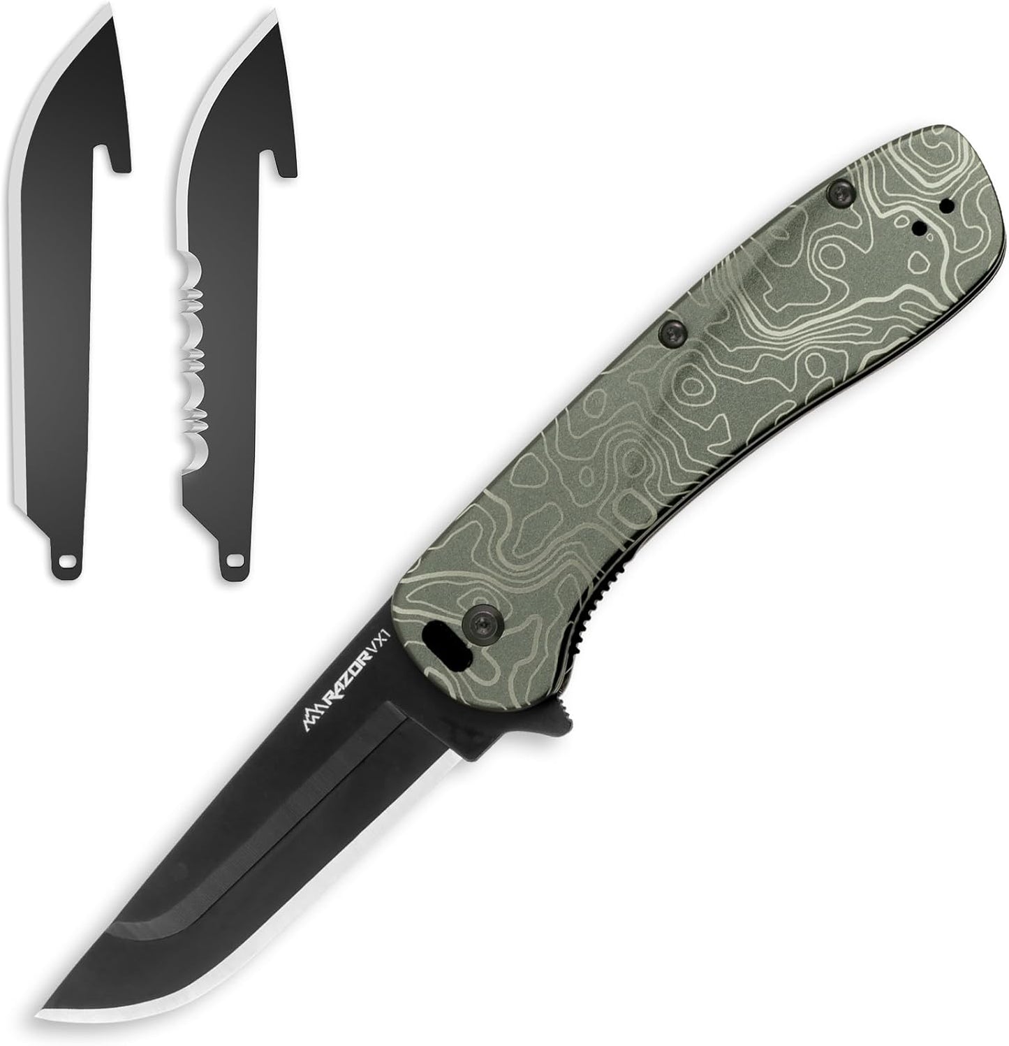 OUTDOOR EDGE RAZOR VX1 | Replaceable Blade EDC Folding Pocket Knife | 3" Stainless Blade, Gray Anodized Aluminum Handle, Reversible Pocket Clip | Outdoor, Camping, Survival, Utility