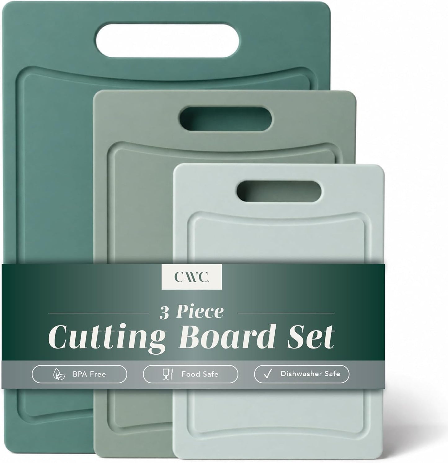 COOK WITH COLOR Non-Slip Cutting Board Set – Kitchen Essentials with Easy Grip Handle for Meat, Veggies, and Fruits, 4 Cutting Boards, Brown