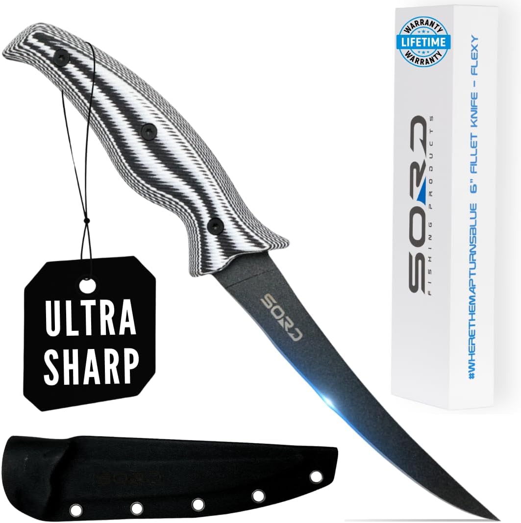 SORD Fillet Knife - 5-9" Filet Knives For Fish - Razor Sharp Boning Knife - Saltwater and Freshwater Fishing - Includes Kydex Sheath - Full Tang Blades | G10 Non Slip Grip | Corrosion Resistant