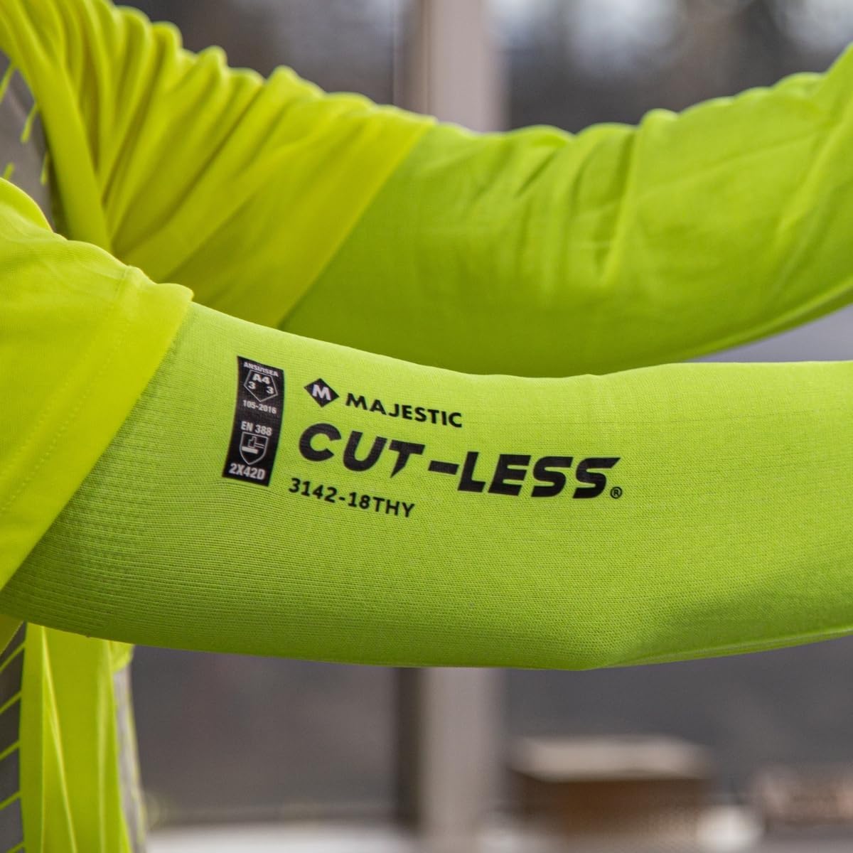 Majestic Glove Cut-Less Korplex Cut Resistant Sleeves w/Thumb Hole, Provide Arm and Wrist Protection