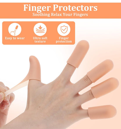 16Pcs Thumb Covers, Silicone Thumb Protector Covers Polyethylene Fiber Finger Cots for Cover Wounds, Reusable Finger Guard Cover Pain Relief for Wounds Cracking Comfortable Fit & Easy to Use