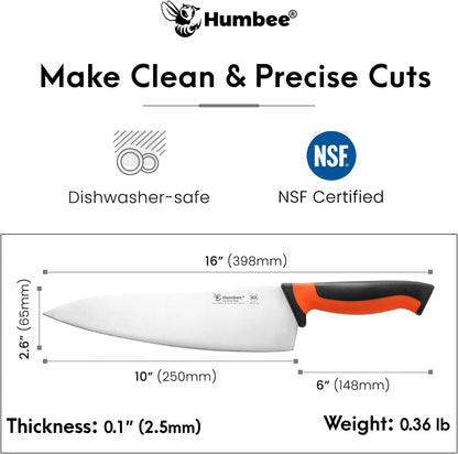 7.5-Inch Nakiri Knife, High Carbon Stainless Steel Hollow Grind Blade, Razor Sharp Edge, Ergonomic Non-Slip Handle, Cleaver Style, DT-50 Series, Orange