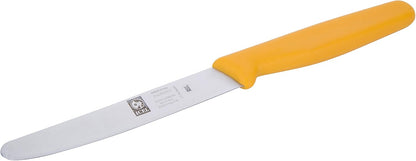 ICEL 4.25 Inch Straight Edge Round Tip Paring Knife, High Carbon German Stainless Steel Blade, Factory-Sharp Edge, Non-Slip Textured Blue Polypropylene Handle