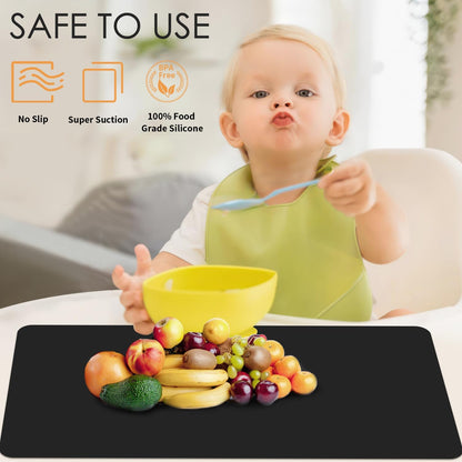 Extra Large Dark Green Countertop Mat - Silicone Table Kitchen Desk Mat - Non-Slip & Heat Resistant - Dinner Placemat Pastry Dough Rolling Mat - Colors B