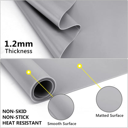 Gartful Silicone Craft Sheet Dark Gray 27.6" x 19.7" - Large Nonstick Nonskid Desk Work Mat & Countertop Protector