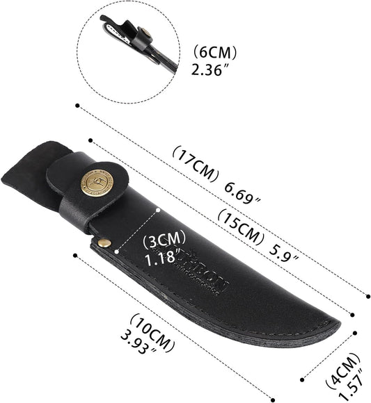 TOURBON Leather Fixed Blade Knife Sheath with Snap Closure Fits Blades Up to 4-inch (Dark Brown)