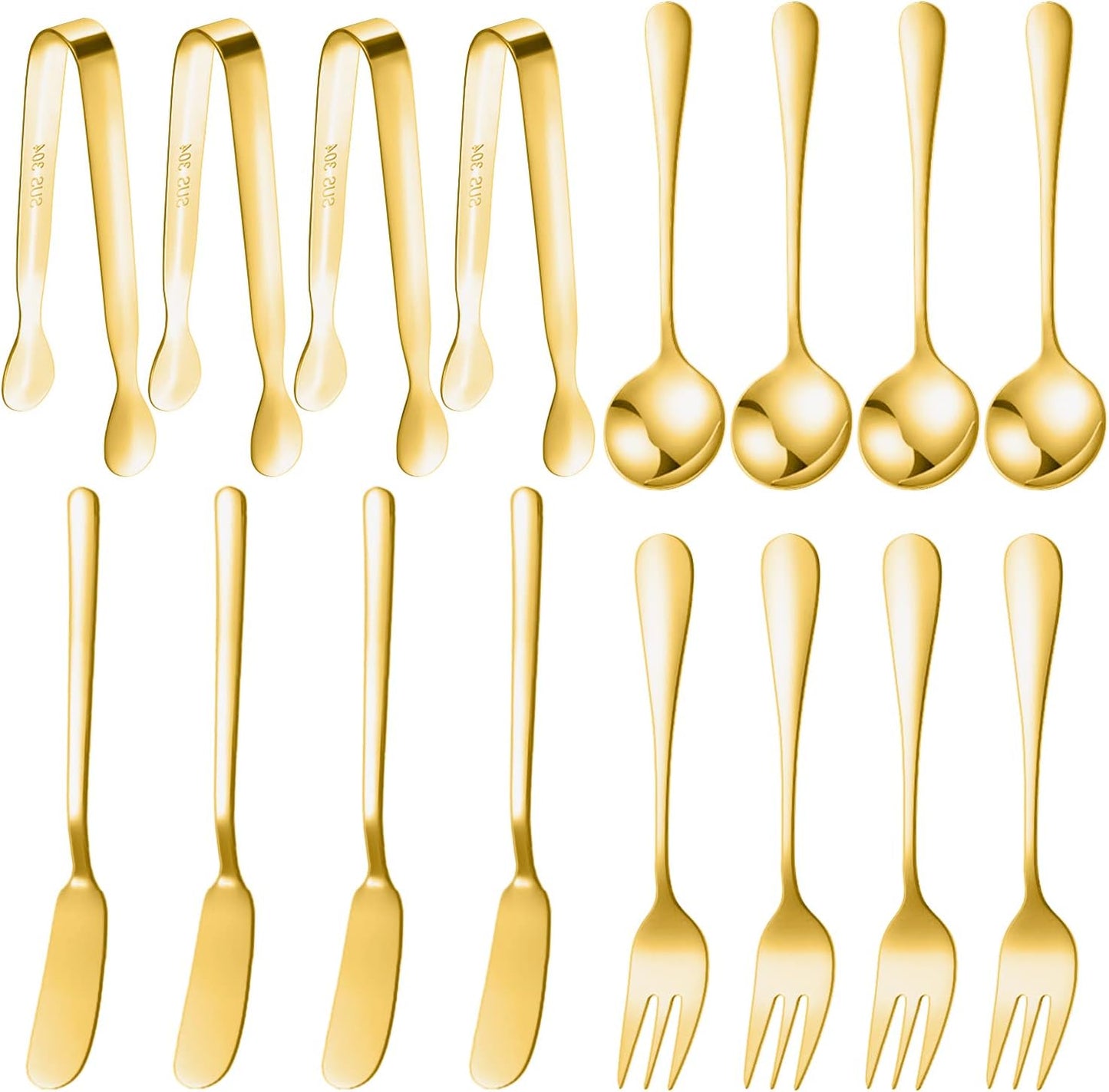 Cheese Butter Spreader Knife Set Charcuterie Accessories 16 Pieces Charcuterie Board Utensils Stainless Steel Spreader Knives Mini Serving Tongs Spoons and Forks for Jam Appetizers Pastry