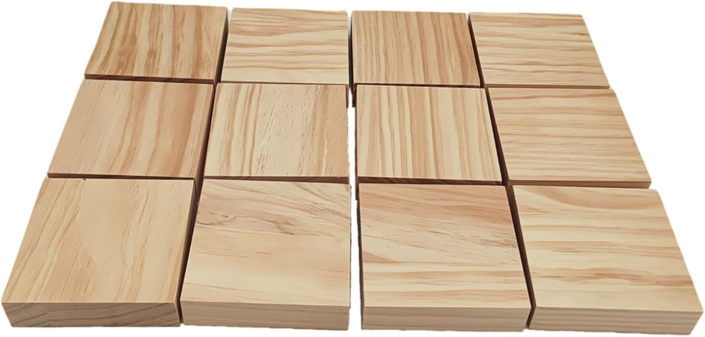 6PCS Unfinished Wood Square Blocks for Crafts, 6x6x1in Blank Wooden Squares Pine Wood Boards for Carving,DIY Wood Coasters,Painting & Burning
