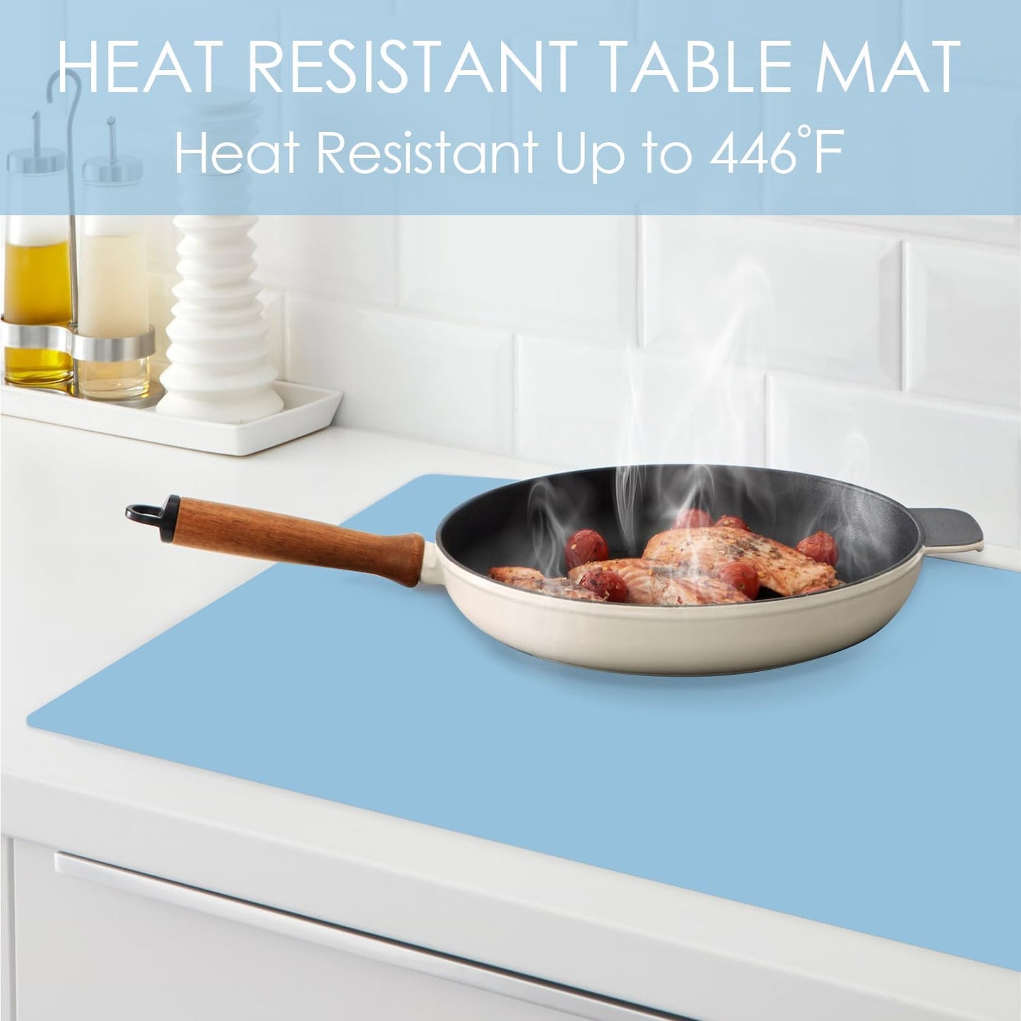 Extra Large Dark Green Countertop Mat - Silicone Table Kitchen Desk Mat - Non-Slip & Heat Resistant - Dinner Placemat Pastry Dough Rolling Mat - Colors B