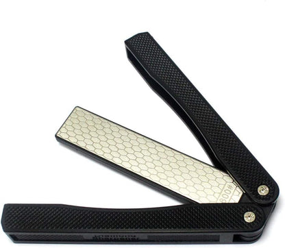 400/600 Grit Pocket Knife Sharpener Folding Diamond Knife Sharpener Double-Sided Sharpening Stone for Outdoor Camping Garden Kitchen (Black) (Foldable)