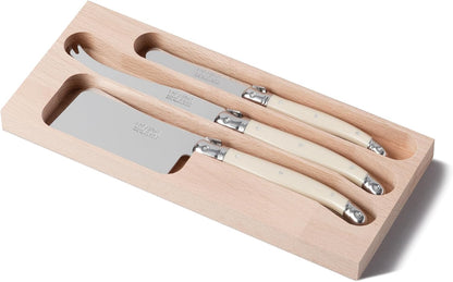 Andre Verdier Laguiole Debutant Cheese Knife Set 3 pce, Stainless Steel/Ivory, AV-3PC-CHEESE-IF, Made in France