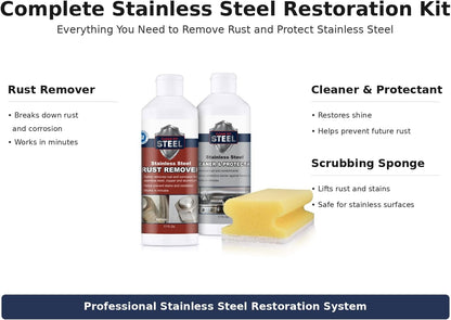 CLEAN MY STEEL Stainless Steel Rust Stain Remover Eraser Cleaner for Fridge, Outdoor BBQ Grill, from Metal Sink and Appliances, NSF Certified, Food Area Safe, 4 oz