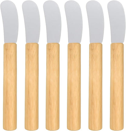 Butter Knives Set of 6, Wood Handle, Durable Stainless Steel Blade, Butter Knife for Smooth Spreading Butter Cream Cheese Jam, Ideal for Bagels, Sandwiches, Butter Knife Spreader 7 Inches