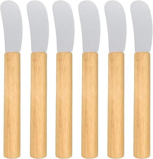 Butter Knives Set of 6, Wood Handle, Durable Stainless Steel Blade, Butter Knife for Smooth Spreading Butter Cream Cheese Jam, Ideal for Bagels, Sandwiches, Butter Knife Spreader 7 Inches