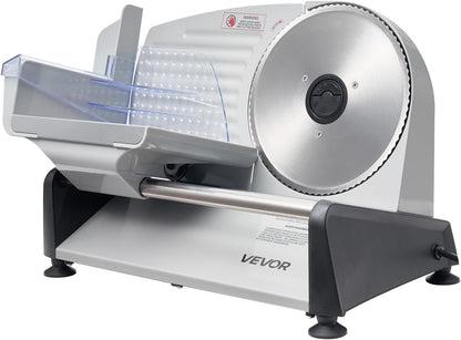 VEVOR Meat Slicer, 7.5 inch 200W Electric Deli Slicer Machine with SUS420 Blade, 0-0.6 inch Adjustable Thickness, ETL Certified Home Food-Slicer for Meat, Ham, Baguett, Steak