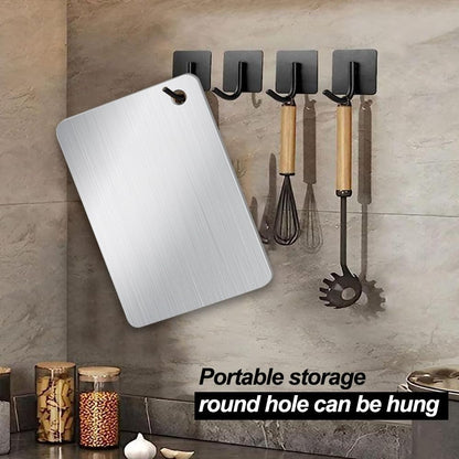 Titanium Cutting Board Set of 3 for Kitchen, Stainless Steel Double-Sided Food-Grade Cutting Boards for Meat Cheese Vegetable Fruit (S M L)