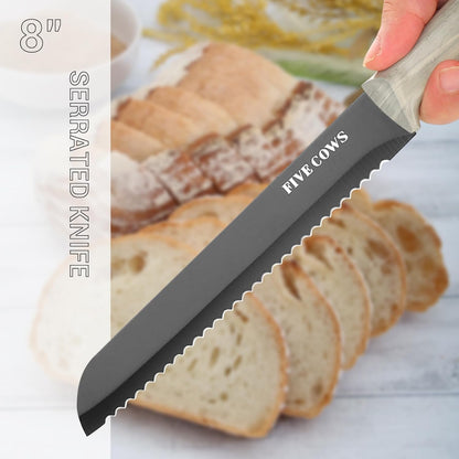 16-Piece Kitchen Knife Block Set with Cutting Board - German Stainless Steel Knives, Built-In Sharpener, Dishwasher Safe, Anti-Slip Handle - All-in-One Cutlery Set for Home/Kitchen (Cyan)