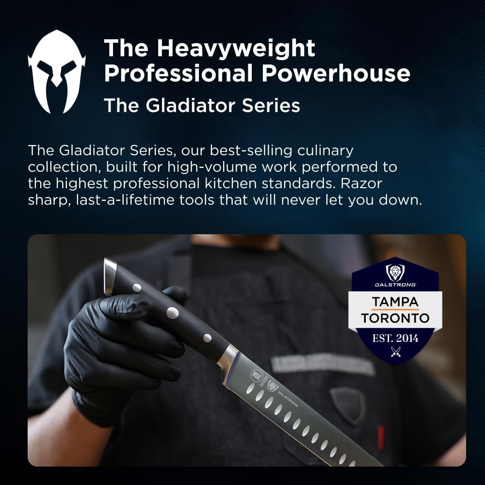 Dalstrong 2 Piece Set - Slicing Knife 12 inch + Boning Knife 6 inch - Gladiator Series ELITE - High-Carbon German Steel - Black G10 Handle - Fillet Chef - Sheath Included