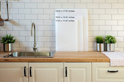 Thirteen Chefs Plastic Cutting Board - 18 x 12 x 0.5 Inch, Professional Grade HDPE, NSF Approved, Large Size and Dishwasher Safe