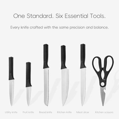 Knife set, 7-piece high-end kitchen knife set, with universal knife holder, rust proof and non stick high carbon stainless steel kitchen special sharp chef knife, can be placed in dishwasher