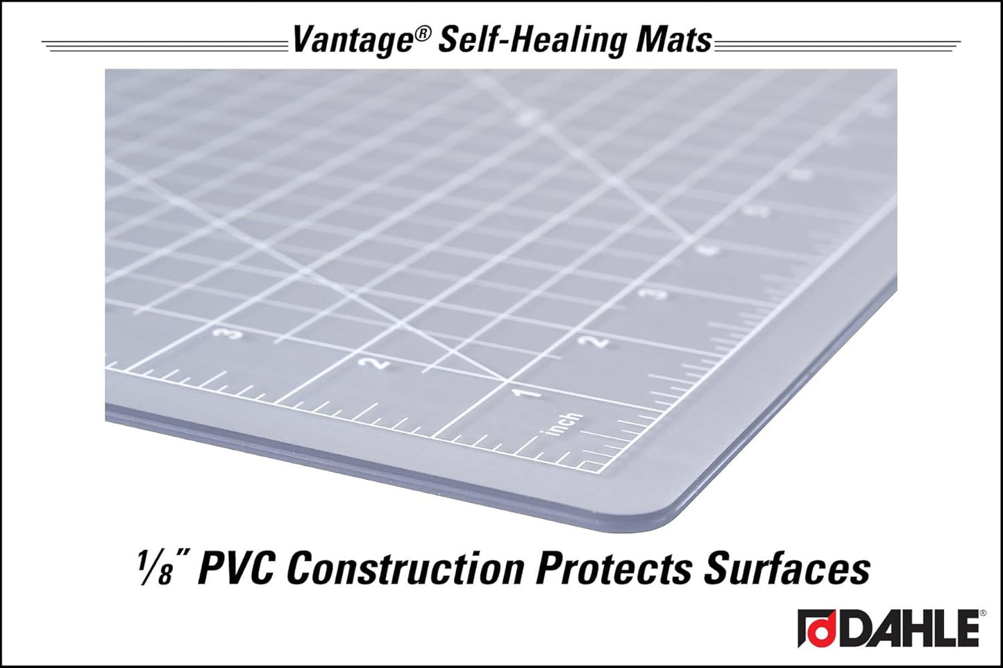 Dahle Vantage 10680 See-Through Premium Self-Healing Cutting Mat, 9"x12", 1/2" Grid, 5 Layers for Max Healing, Perfect for Crafts & Sewing, Clear