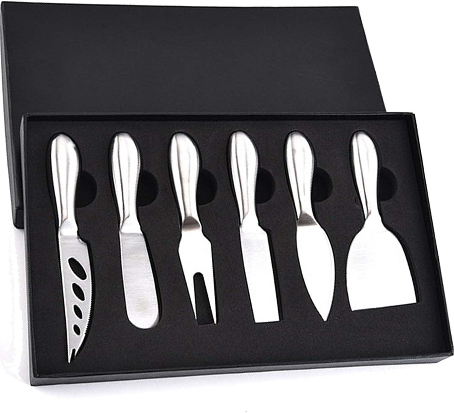6-Piece Cheese Knife Set, Premium Stainless Steel Cheese Knives with Gift Box, Cheese and Charcuterie Board Collection matching tools (cheese knife set of 6)