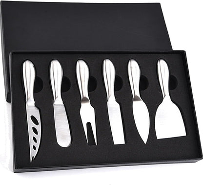 6-Piece Cheese Knife Set, Premium Stainless Steel Cheese Knives with Gift Box, Cheese and Charcuterie Board Collection matching tools (cheese knife set of 6)
